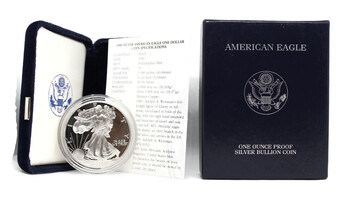 2000 P Proof Silver American Eagle One Dollar $1.00 Coin 1oz .999 Fineness W/COA