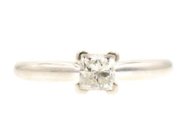 Women's 0.48 Ctw Princess Cut Diamond Solitaire Engagement Ring 14KT White Gold