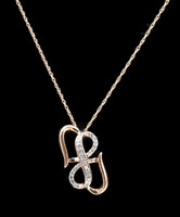 Double Heart Infinity 10KT Rose Gold 0.20 ctw Round Diamond Pendant & 18