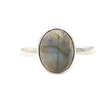 Estate Sterling Silver Faceted 2.80 ctw Oval Cut Labradorite Solitaire 925 Ring 
