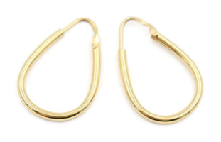 Women's Estate (750) 18KT Yellow Gold Classic 26mm Oval Hoop Earrings 2.47 Grams