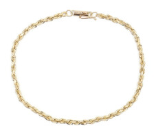 Classic High Shine 14KT Yellow Gold 3mm Rope Chain Bracelet 8 1/4" - 6.33g