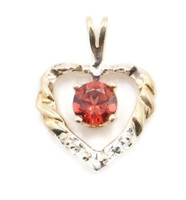 Women's Small Dainty 0.20 ctw Round Ruby Two Tone 10KT Gold Heart Pendant 