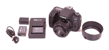 Cannon EOS 77D 24.2MP Digital SLR Camera With 50mm Lens & Two Extra Batteries 