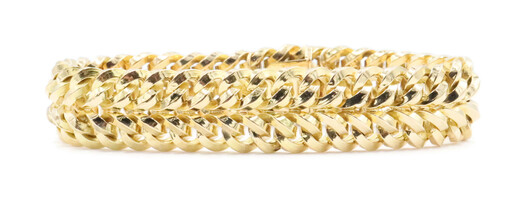 18KT Yellow Gold 14.9mm Dual Braided Polished Open Link Chain 8