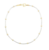 Women's Luxury 14KT Yellow & White Gold Snake Chain Station 7.5" Bracelet - 4.7g