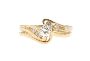 Women's 0.30 ctw Round Diamond Wedding Ring Set in 14KT Yellow Gold by Tru Glo