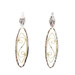 Women's Two Tone 14KT White and Yellow Gold Diamond Cut Oval Dangle Earrings