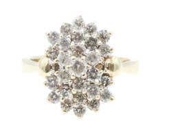 "Green Dot" Estate 1.60 ctw Round Diamond Cluster Ring in 14KT Yellow Gold