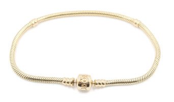 Pandora Moments 14KT Yellow Gold 8.3" Women's Snake Chain Charm Bracelet - 19.4g