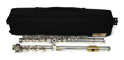 Yamaha Allegro YFL-372 Silver Head 925 Open Hole Flute W/ Gold Plated Lip Plate