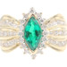 Marquise Lab-Created Emerald & 0.78 Ctw Natural Diamond 10KT Gold Halo Ring 5g