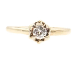 Estate 10KT Yellow Gold 0.20 ctw Round Diamond Solitaire Engagement Ring - 1.4g