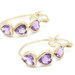 "Green Dot" 1.60 ctw Heart Cut Purple Amethyst 14KT Yellow Gold Hoop Earrings 