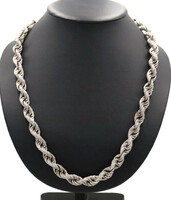 Iced Sterling Silver (925) Round CZ Encrusted Rope Chain Necklace 26.5
