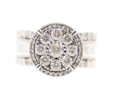 Women's Large 2.0 ctw Round & Baguette Cut Diamond 13.5mm 10KT White Gold Ring