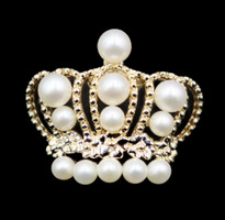 Stunning 12 Round White Cultured Pearl Crown 10KT Yellow Gold Necklace Pendant 