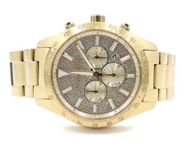 Men's Michael Kors Layton Quartz Wrist Watch Yellow Gold Tone Model: MK8873
