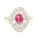 Women's 0.94 Ctw Natural Ruby w/ Round & Baguette Diamonds 14KT White Gold Ring