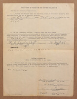 WWII Customs and Retention Declaration for Captured German Pistol