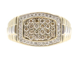 Estate 10KT Yellow 0.80 ctw Diamond Retro Style Watch Band Cluster Ring - 6.0g