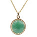 Estate 13.0 ctw Round Cabochon Green Jade 10KT Gold Pendant on 18" Necklace 6.4g