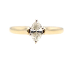 Women's 0.54 Ctw Marquise Solitaire Diamond Engagement Ring 14KT Yellow Gold 