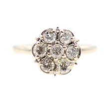 Women's Estate 0.72 Ctw Round Diamond Flower Cluster Ring 10KT Yellow Gold 1.79g