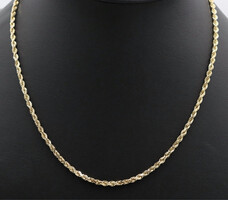Classic 14KT Yellow Gold High Shine 3mm Rope Chain Necklace 20
