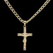 10KT Yellow Gold 25" Curb Link Chain with 10KT Gold Cross Pendant with CZs  6.4g