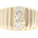 Men's 3-Stone 0.70 Ctw Round Diamond 14KT Yellow Gold Ribbed Statement Ring 14g