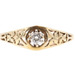 "Green Dot" 14KT Yellow Gold Filigree 0.11 ctw Rnd Diamond Solitaire Ring       