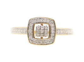 Women's 10KT Yellow Gold 8.6mm Square Halo 0.25 ctw Round Diamond Cluster Ring