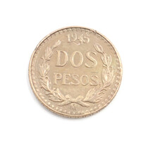 1945 2 Pesos Dos Pesos Mexico Gold Coin 