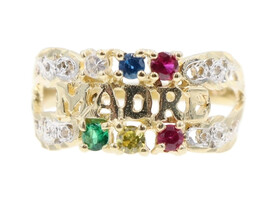 Women's Multi Color Round Cubic Zirconia Madre Mother 14KT Yellow Gold Ring 