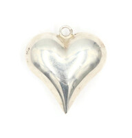 Women's Sterling Silver (925) Semi Hollow Puffy Heart Necklace Pendant - 4.63g