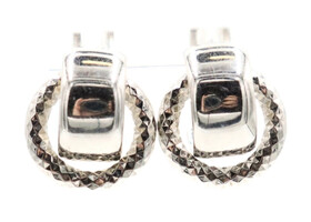 Women's Estate Intertwined Double Hoop Sterling Silver (925) Stud Earrings 5.8g
