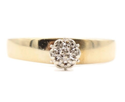 Women's 0.03 ctw Round Diamond Accent 10KT Yellow Gold Flower Cluster Ring 2.0g