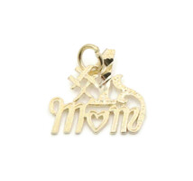 Women's 14KT Yellow Gold Diamond Cut High Shine "#1 Mom" Necklace Pendant 0.35g