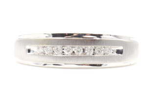0.16 ctw Round Diamond Channel Set Satin Finish 6mm Wedding Band Ring by MGW 