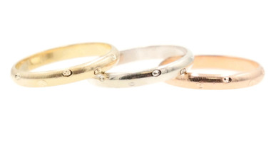 Set of 3 - 2.9mm Yellow, White, & Rose Gold Stack Rings Size 7 1/4 - 6.2g 
