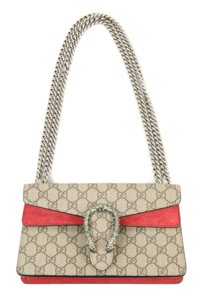 Gucci GG Supreme Monogram Suede Crystal Small Dionysus Shoulder Bag
