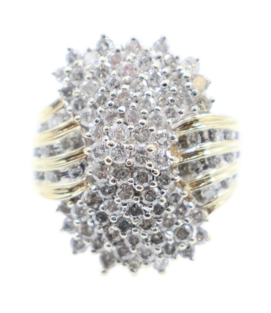 Women's Estate 7.90 ctw Large Natural Round Diamond Cluster 10KT Gold Ring - 20g