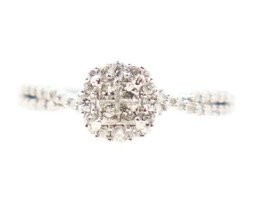 Women's 0.94 ctw Round & Princess Cut Halo 14KT White Gold Engagement Ring 3.3g