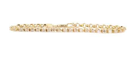 7" 14KT Yellow Gold 2.9mm 1.50 ctw Round Cut Diamond Semi Tennis Bracelet - 5.3g