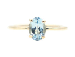 Women's 0.50 ctw Oval Cut Blue Topaz Solitaire Gemstone 10KT Yellow Gold Ring
