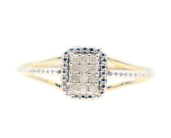 Women's 0.25 ctw Round Diamond Rectangle Cluster Ring in 10KT Yellow Gold 1.5g