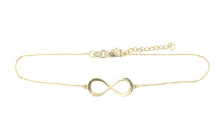 Women's Classic 14KT Yellow Gold Adjustable Cable Link Chain Infinity Bracelet