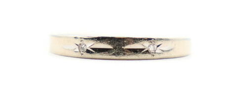 Mid-Century Modern 14KT White Gold 0.02 Ctw Single Cut Diamond Ring Size 7 1/4
