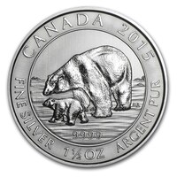 2015 Canada 1.5 oz Silver $8 Polar Bear & Cub BU